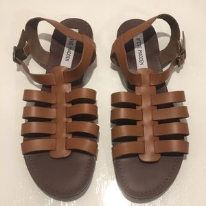 Steve Madden Brown Leather Gladiator Flats/Sandals